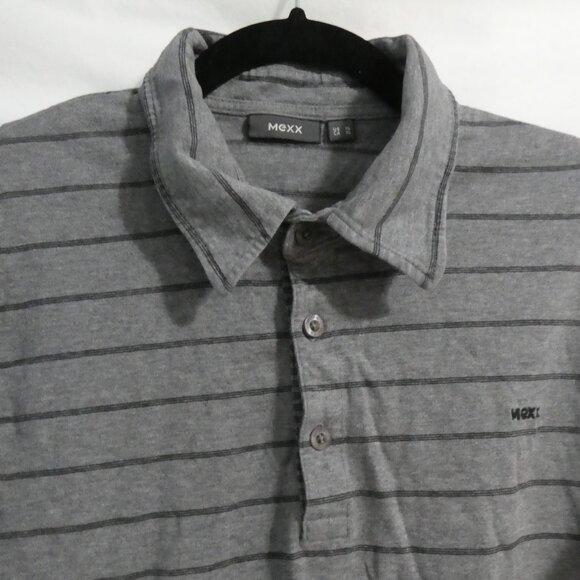 MEXX | xl - extra large | Men's Striped Grey Polo Short Sleeve Shirt - Picture 4 of 15